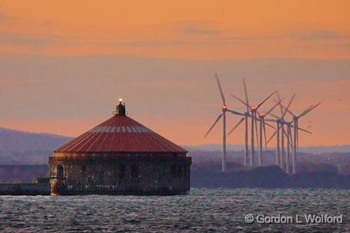 Steel Winds At Dawn_51998.jpg - The Steel Winds windfarm beyond Buffalo, New York's Emerald Channel water intake.Photographed from Fort Erie, Ontario, Canada.